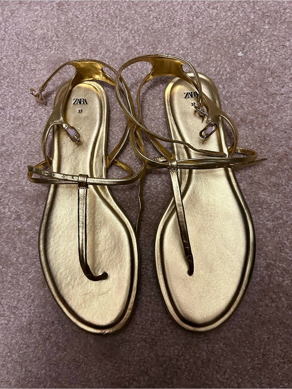 Zara Metallic Gold Gladiator Sandals
